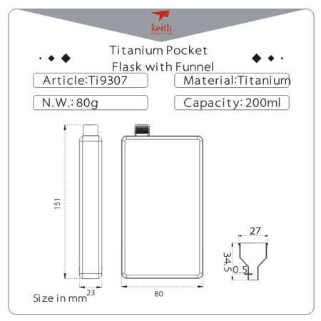 Flachmann Keith Titanium Titanium Jug 200 ml