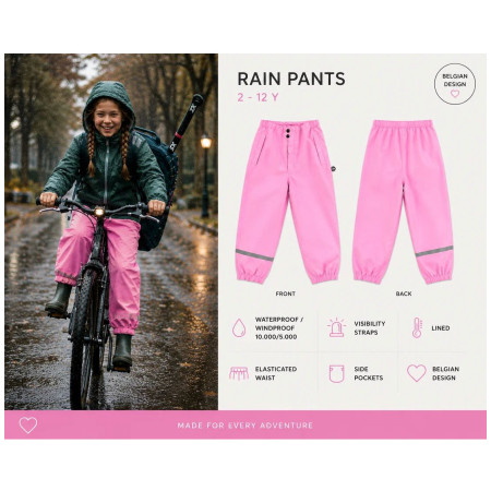 Wasserdichte Kinderhosen DucKsday Rainpants Pink/em