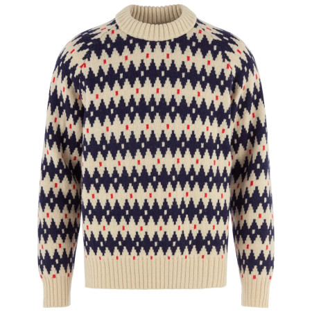 Herrenpullover Fjällräven Övik Jacquard Knit M beige Light Beige-Dark Navy