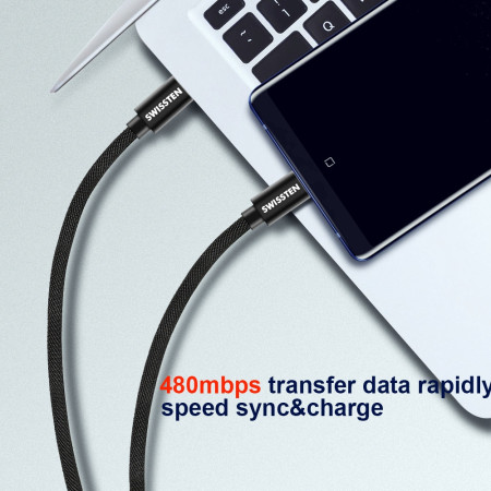 Lade- und Datenkabel Swissten Textile USB-C / USB-C 2 m
