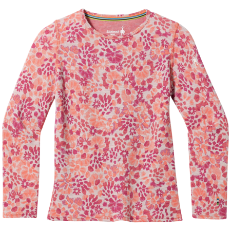 Kinder-Funktionsshirt Smartwool Kids' Classic Thermal Merino Base Layer Crew rosa FESTIVE FUCHSIA FLORAL