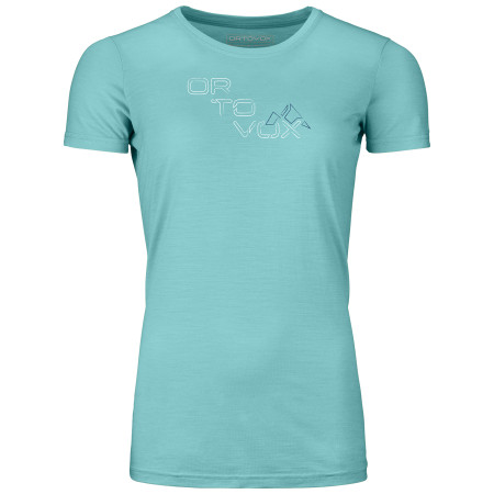Damen-T-Shirt Ortovox 185 Merino Tangram Logo Ts W blau ice waterfall