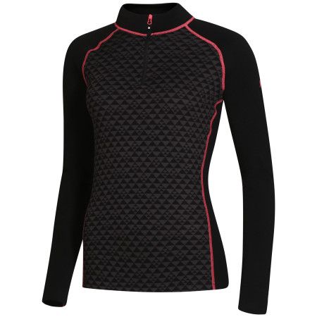Damen-Funktionsshirt Zulu Merino 240 Zip Long schwarz/rosa Black/Pink