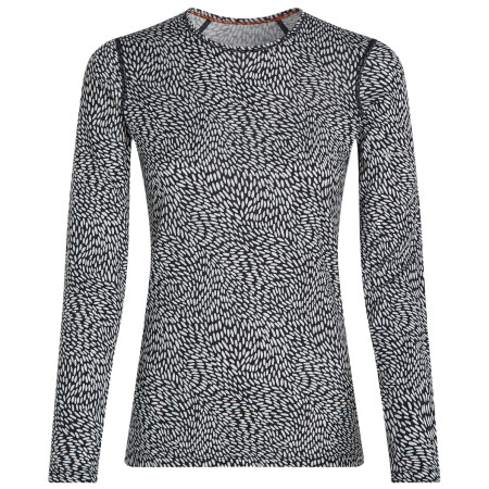Damen-Funktionsshirt Icebreaker Women Merino 200 Oasis LS Crewe Flock Forms AOP weiß/schwarz Mdnav/Snow/Aop