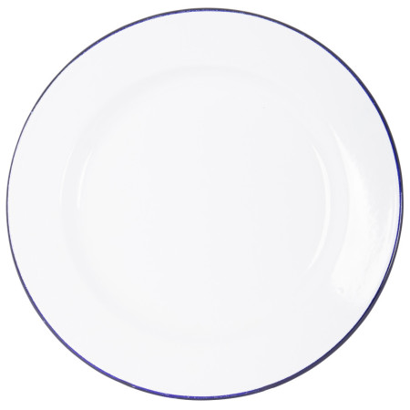 Teller Bo-Camp Dinner plate enamel weiß/blau Blue