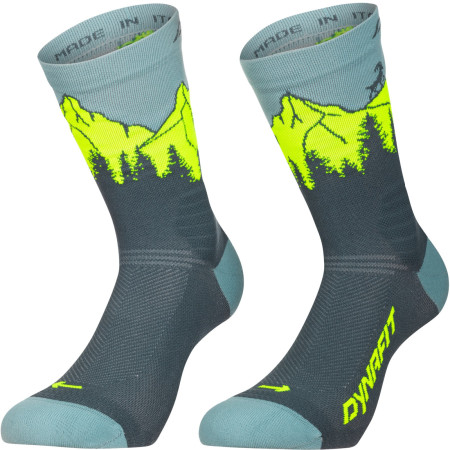 Socken Dynafit Traverse Crew Sk grau/gelb cinder ULTRA YELLOW/5A30