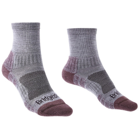 Damensocken Bridgedale Hike LW MP 3/4 Crew Women's grau/rosa Heather/Damson/