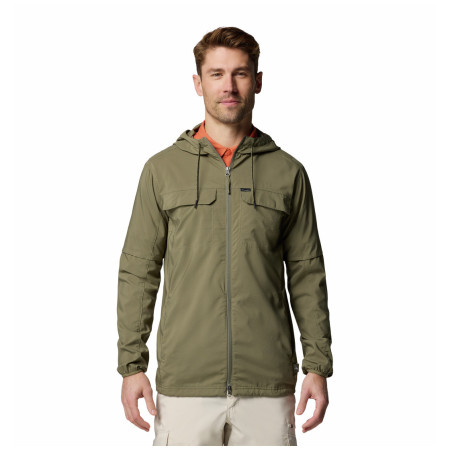 Herren Windjacke Columbia Skien Valley™ Hooded Long sleeve Shirt dunkelgrün Stone Green