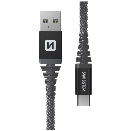Lade- und Datenkabel Swissten Kevlar USB/USB-C 1,5 m dunkelgrau Antracit