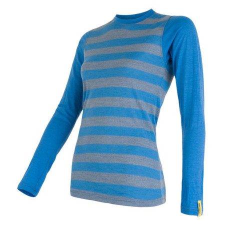 Damen-Funktionsshirt Sensor Merino Wool Active Langarmshirt blau BlueStripes
