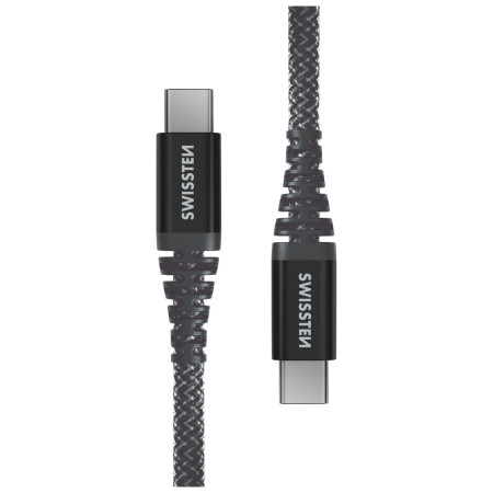 Lade- und Datenkabel Swissten Kevlar USB-C/USB-C 1,5 m dunkelgrau Antracit