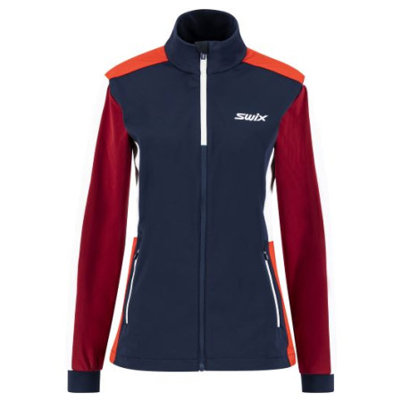 Damen-Softshell-Jacke Swix Cross W blau/rot Dark Navy/Rhubarb Red