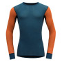 Herren-T-Shirt Devold Wool Mesh Man Shirt blau/orange Flame