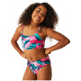 Kinderbadeanzug Regatta Dakaria Bikini SII rosa Tahoe Blue Tropical Leaf Print