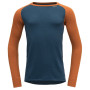 Herren-T-Shirt Devold Expedition Man Shirt orange/blau Flame/Flood