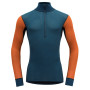 Herren-Funktionsshirt Devold Wool Mesh Man Half Zip Neck blau/orange Flame