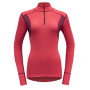Damen-T-Shirt Devold Hiking Half Zip Neck rosa/weinfarbe Poppy/Beetroot