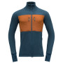 Herren Funktions-Sweatshirt Devold Egga Grid Merino Jkt blau/orange Flood/Flame