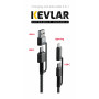 Lade- und Datenkabel Swissten Kevlar 4in1 3A 1,5 m