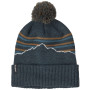 Wintermütze Patagonia Powder Town Beanie blau/grau Fitz Roy Stripe Knit: Smolder Blue