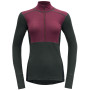 Damen-Funktionsshirt Devold Lauparen Merino 190 Zip Neck Wmn schwarz/rot Beetroot/Woods/Ink