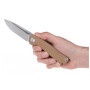Klappmesser Acta non verba Z200 Stonewash/Plain Edge, G10 braun Coyote