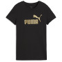 Damen-T-Shirt Puma ESS NO. 1 LOGO Metallic Tee schwarz PUMA Black-metallic gold