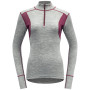 Damen-T-Shirt Devold Hiking Half Zip Neck grau GrayMelange/Beetroot