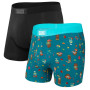 Boxershorts Saxx Ultra Boxer Brief Fly 2Pk schwarz/türkis CoconutDrinks/Black